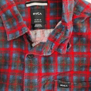 RVCA Red and Blue Button Up Plaid Shirt